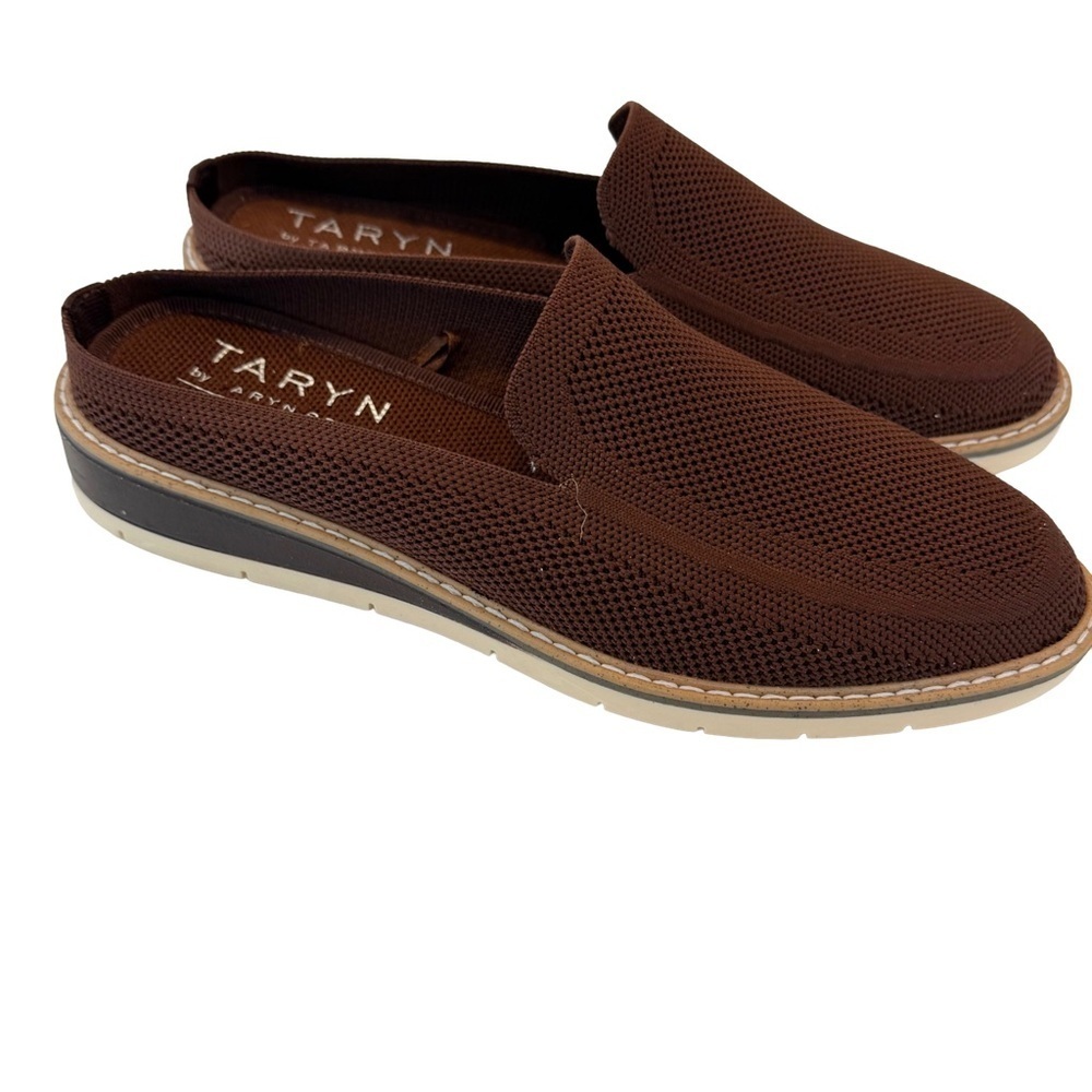 Taryn Rose Shoes Wm 7.5 Laley Brown Knit Slip On Loafer Comfort Wedge - Picture 3 of 10